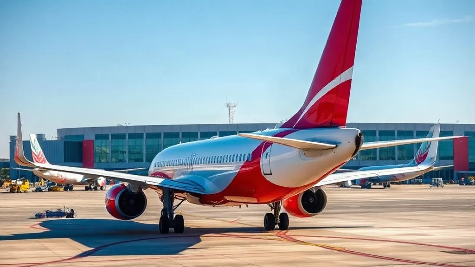 Turkish Airlines Boeing 737 aircraft parked at Istanbul Airport with ground crew preparing for departure.