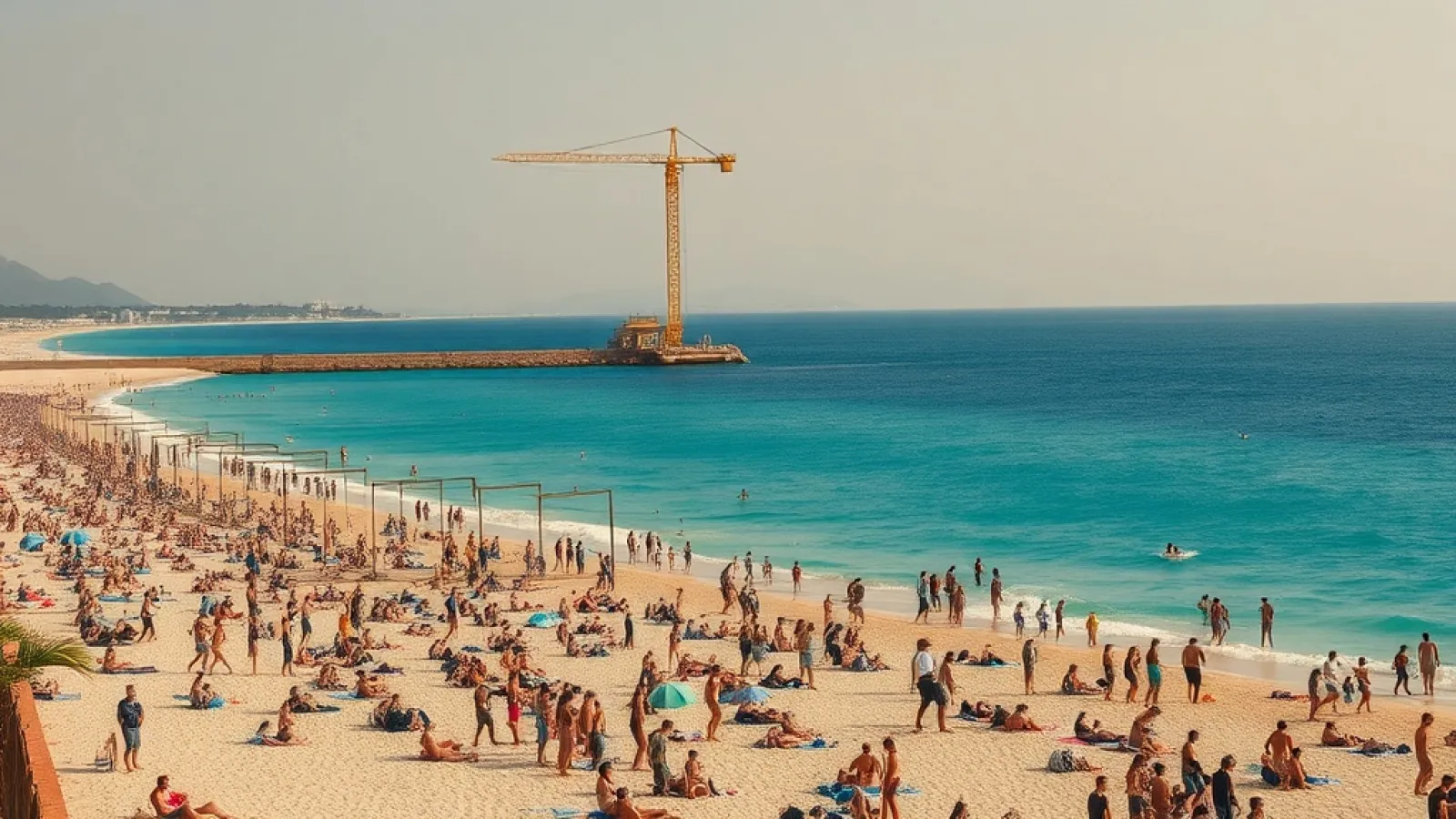 Albanian construction sites in tourist areas remain idle during peak summer season to preserve visitor experience.