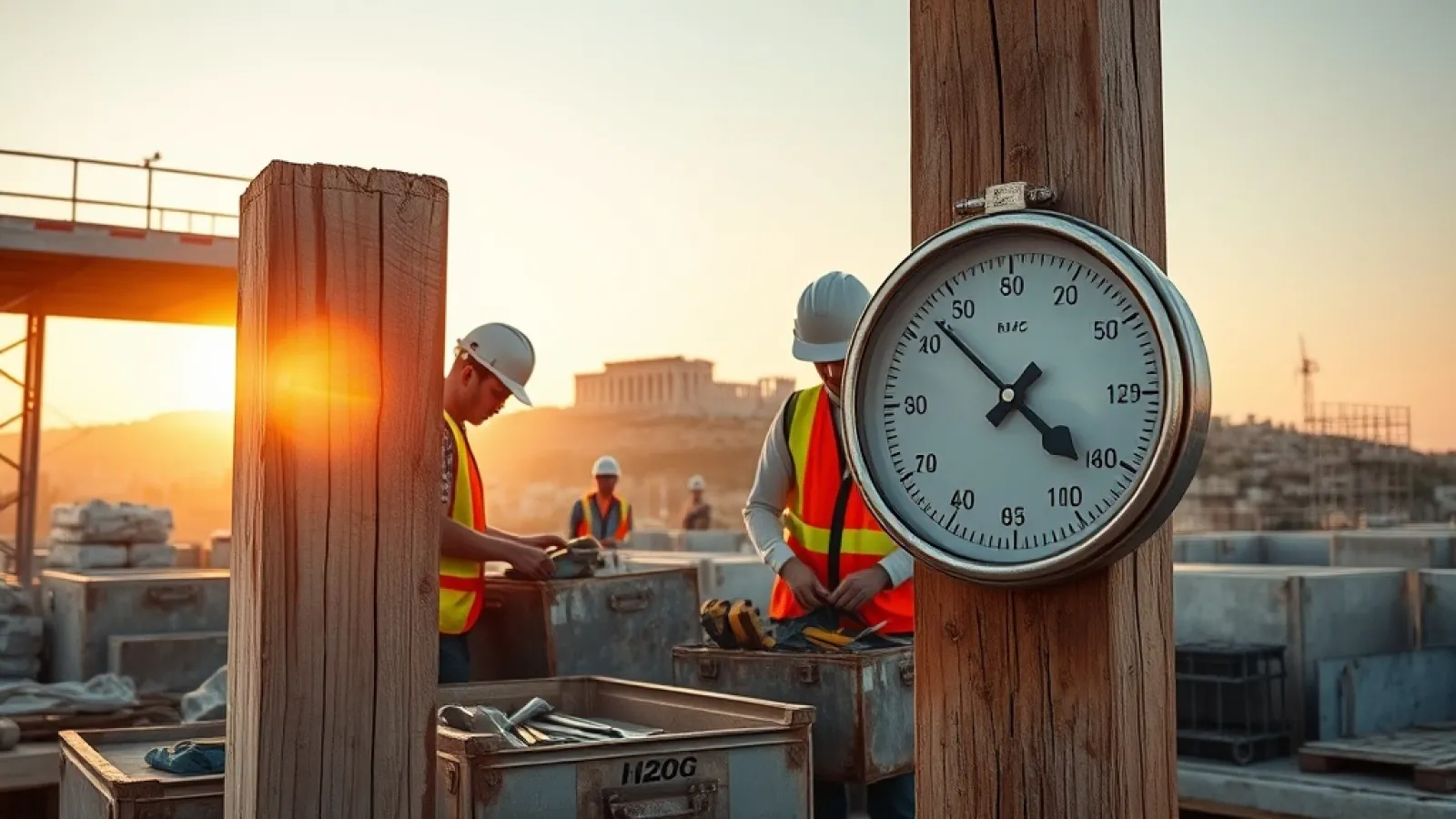 Greek workers take a break during extreme heat as temperatures exceed 40°C in a heatwave affecting the country.