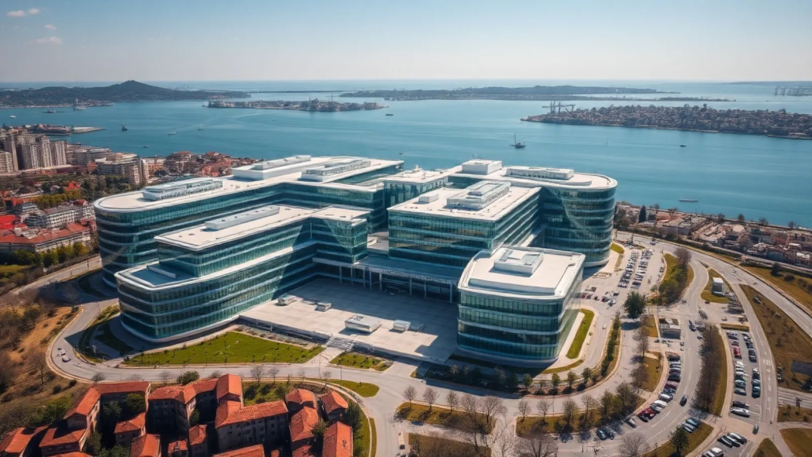 Modern hospital facility in Istanbul with international patients receiving medical treatment and consultation.