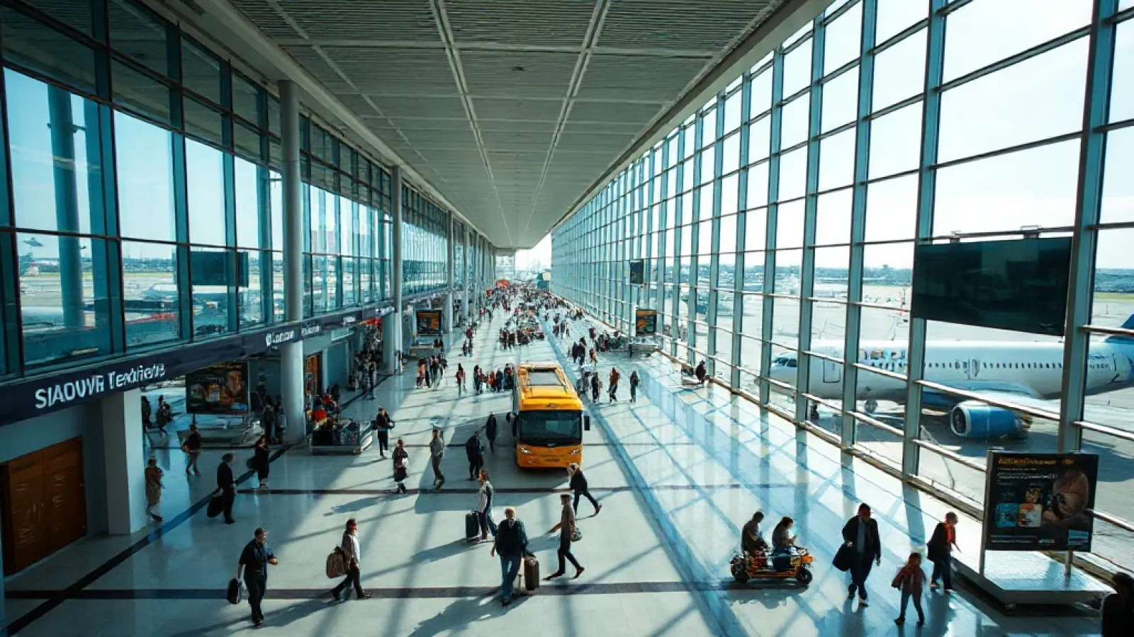 Istanbul Airport's departure and arrival boards display hundreds of daily flights in the terminal.