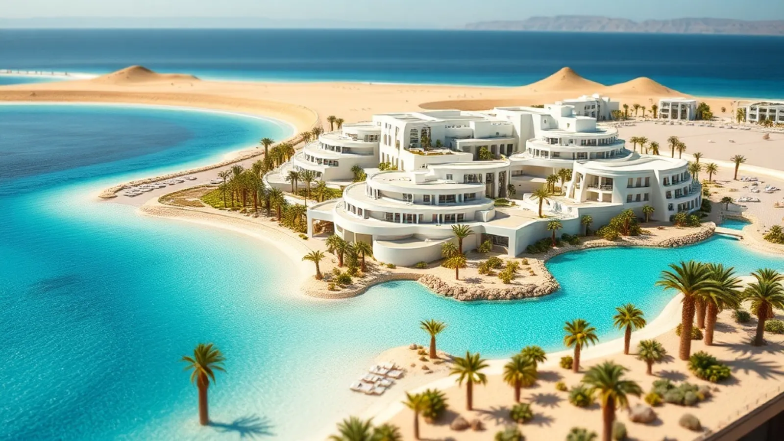 Marriott's new Egyptian hotel complex featuring modern architecture and landscaping overlooking a bustling urban development