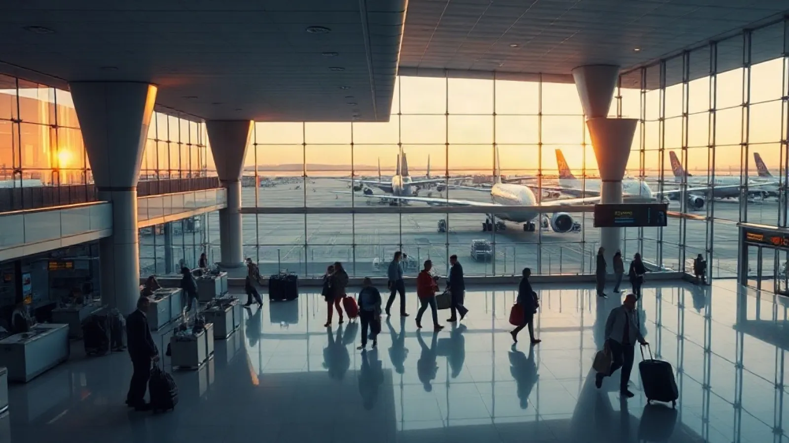 Middle Eastern airport terminals with aircraft parked at gates during a period of reduced flight operations.