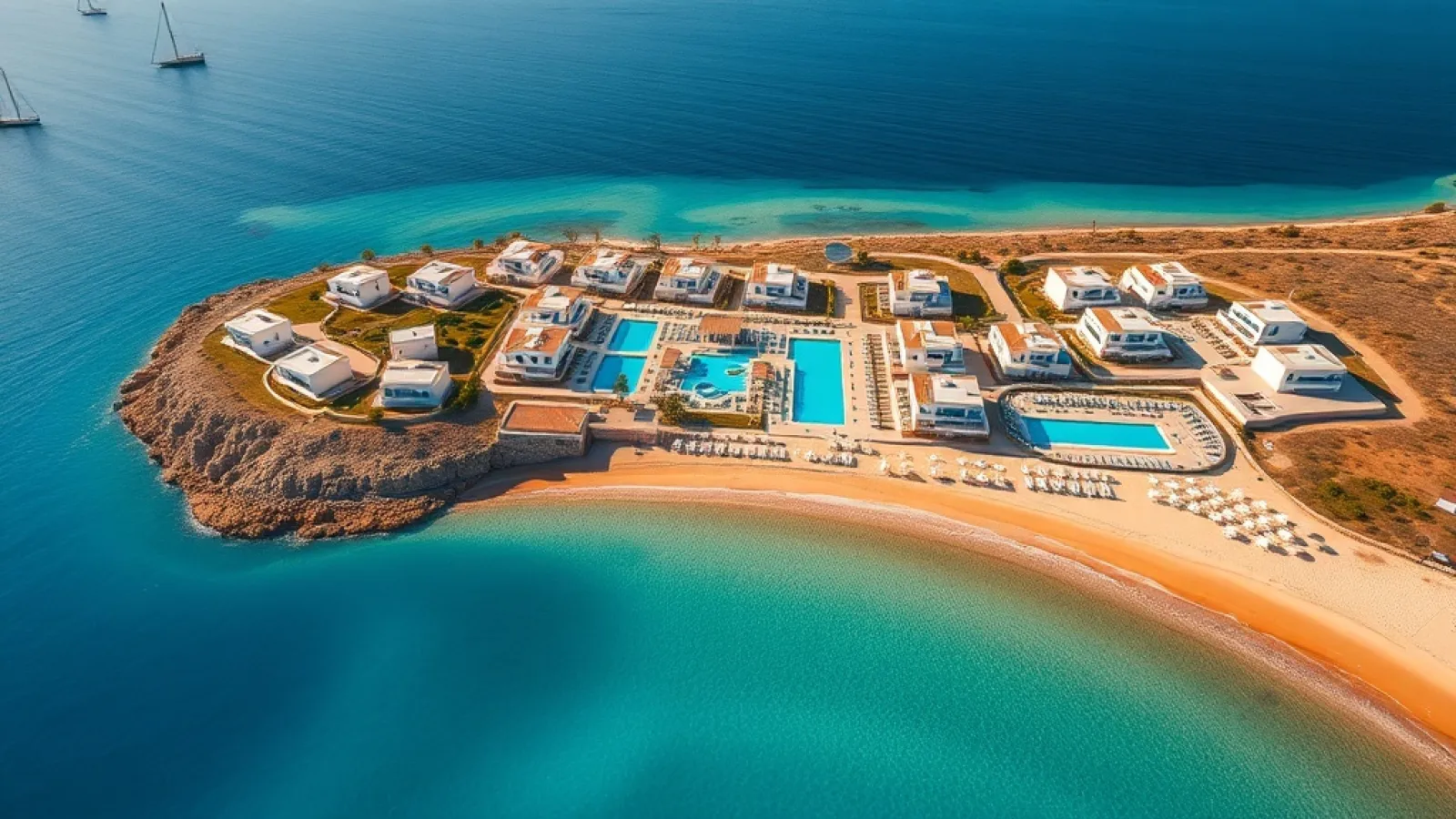 Hotel Investment Partners' newly acquired beachfront Phāea Cretan Malia resort overlooks the Mediterranean coastline in Crete