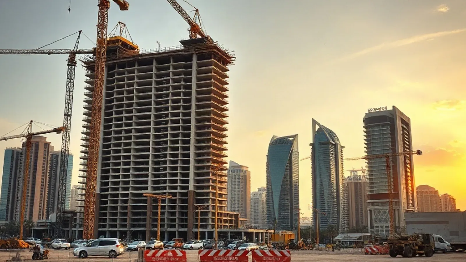 Saudi Arabia's hotel development pipeline showing construction cranes and modern hotel buildings under development in Riyadh
