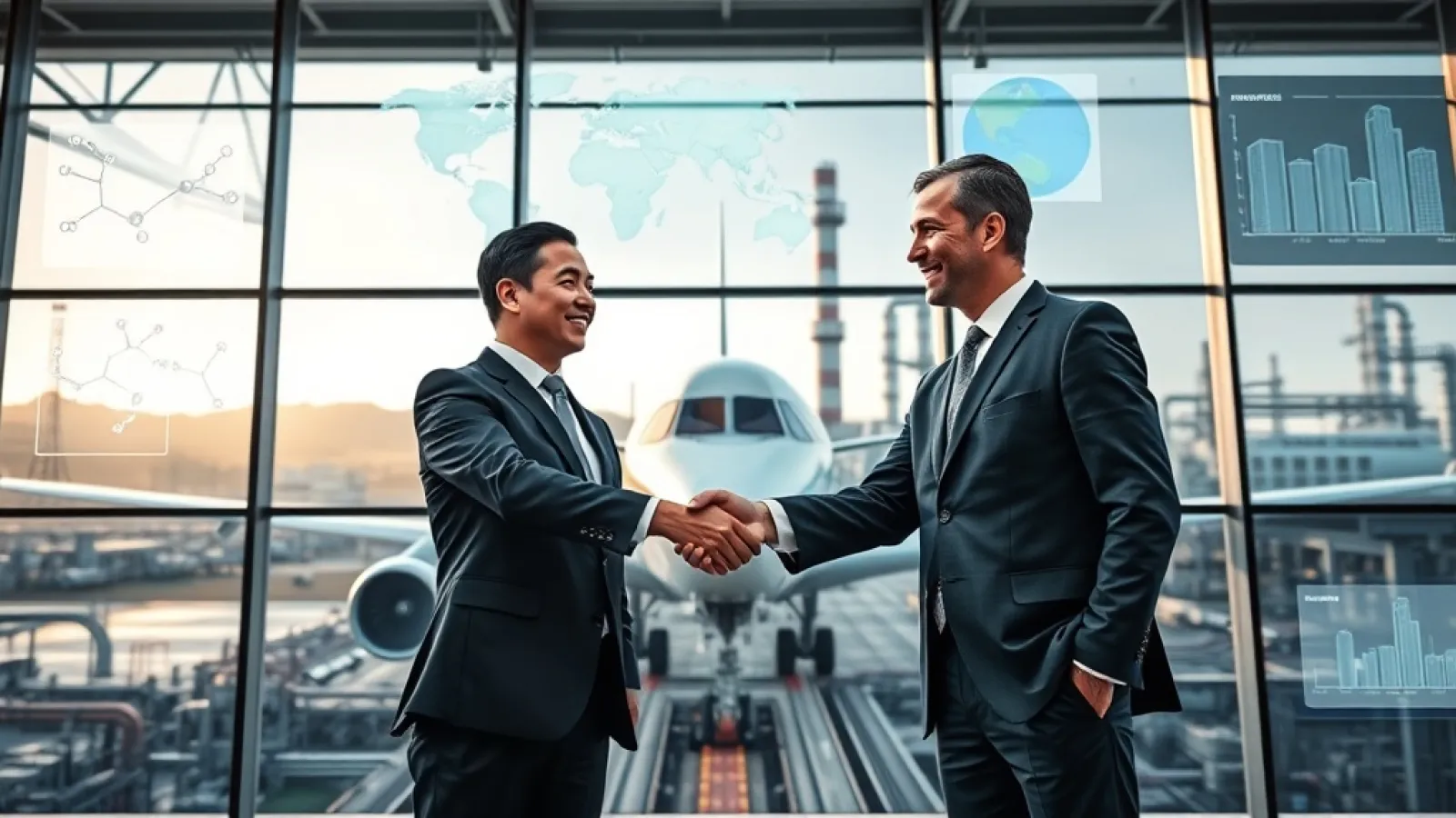 SOCAR Türkiye and Pegasus Airlines representatives sign a sustainable aviation fuel cooperation agreement document.
