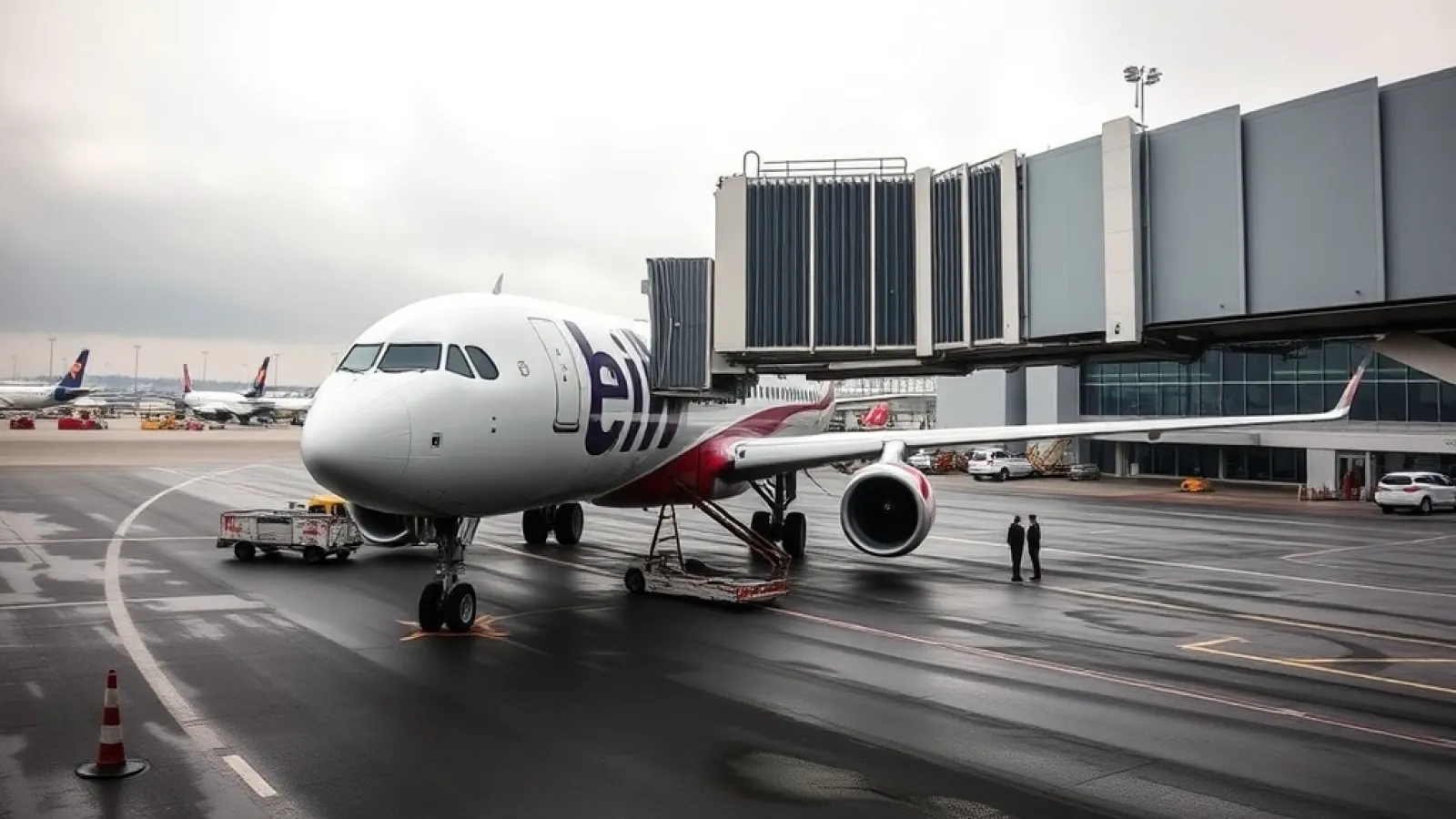 Turkish Airlines aircraft parked at Istanbul airport during winter schedule reduction.