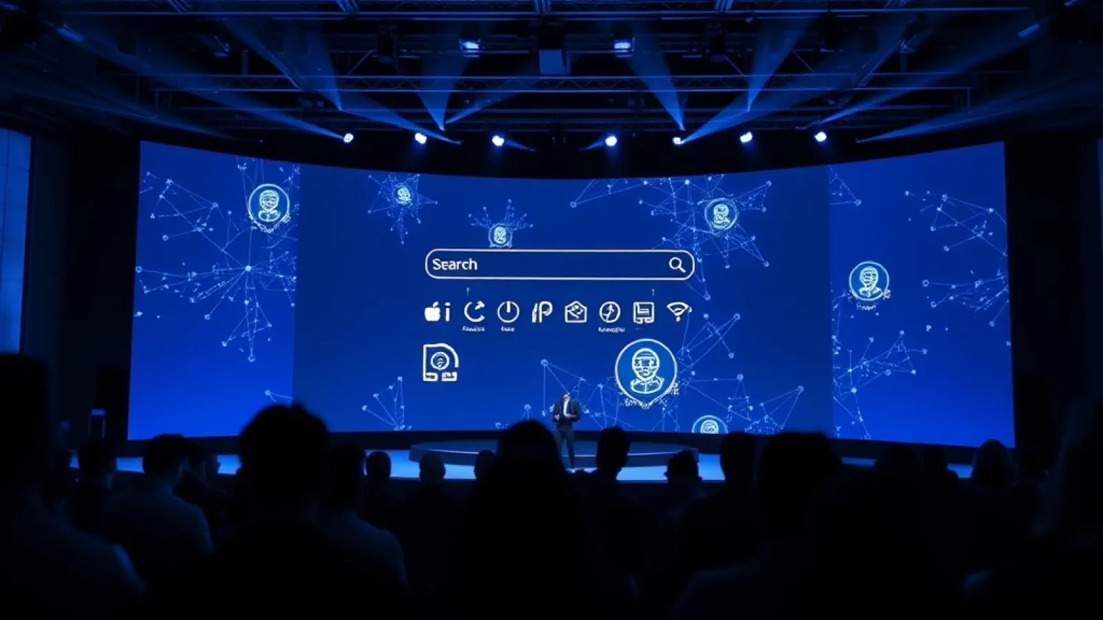 Google'ın yeni yapay zeka destekli arama arayüzü ve Gemini 3.5 Flash teknolojisini gösteren modern, futuristik tasarım.