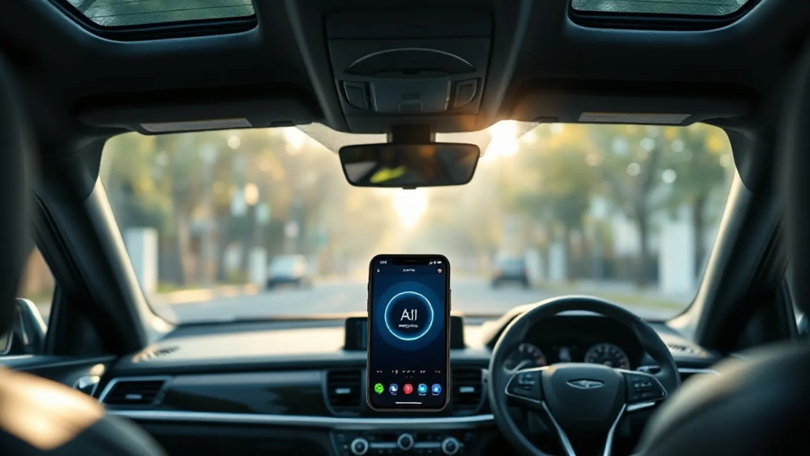 Acura araçlarının gösterge panelinde Google Gemini arayüzünün ekranda görüntülendiği ve sürücünün sesli komut verdiği sahne.