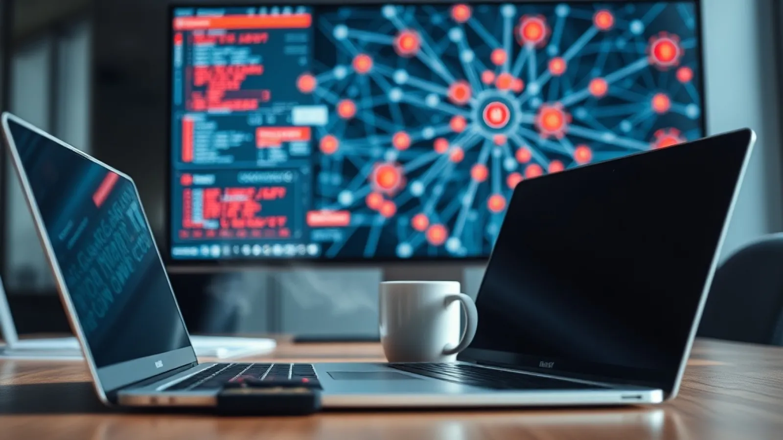 Glow yapay zeka güvenlik platformunun uç nokta cihazlarını koruma teknolojisini gösteren dijital güvenlik arayüzü ve veri ana