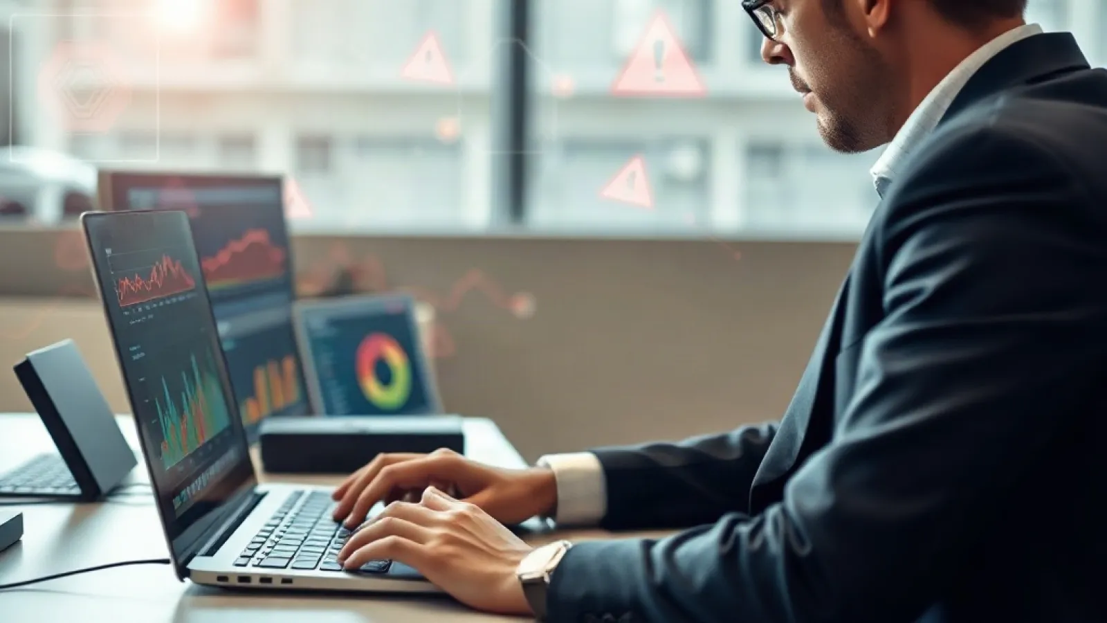 Dolandırıcılık tespit teknolojisini kullanan bir startup'ın ofis binasının önünde amerikan bayrağı dalgalanırken, yöneticiler