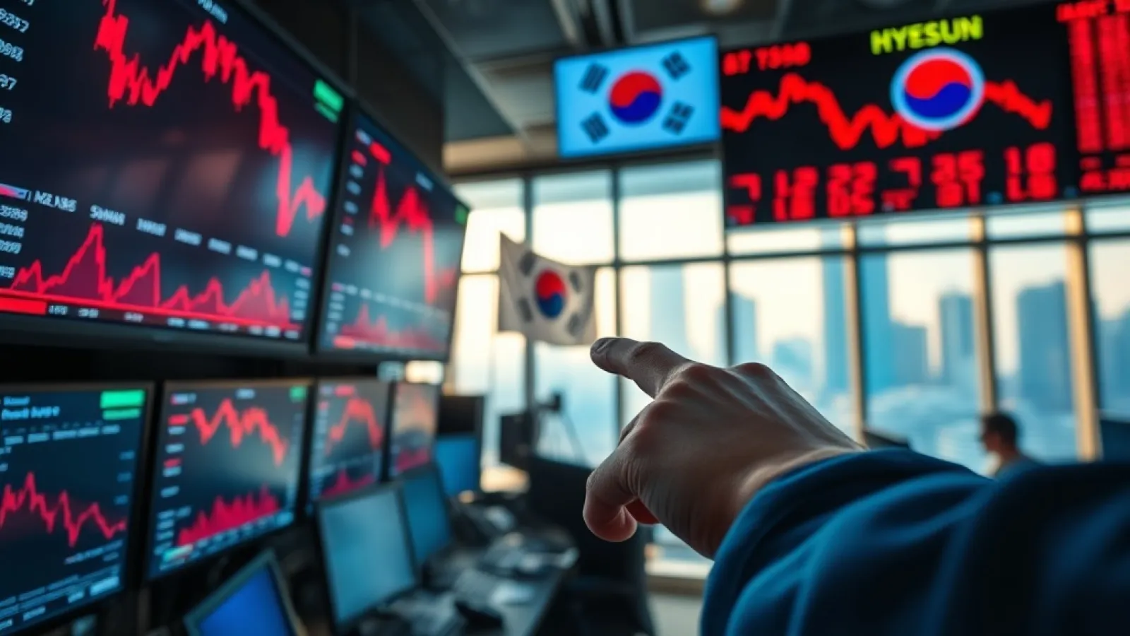 Kırmızı grafik gösterileri ve düşüş trendleriyle Asya borsalarında yaşanan çöküşü, özellikle Samsung ve SK Hynix hisselerinin