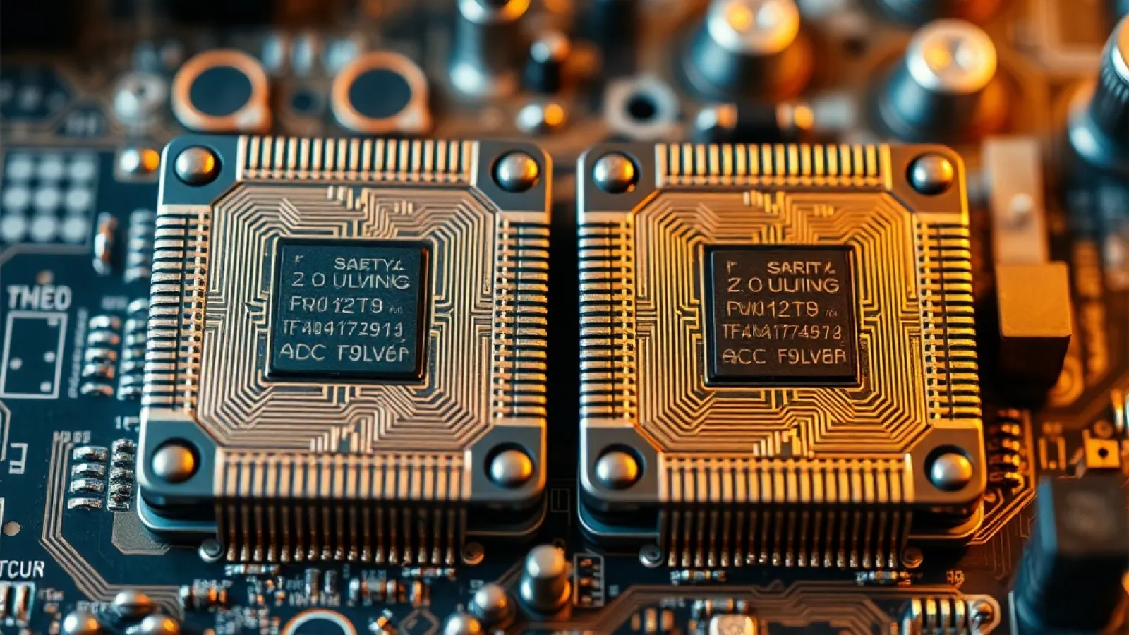 Broadcom ve Apple yöneticilerinin imza attığı veya el sıkıştığı anlaşma görüntüsü, arka planda şirket logoları ve modern ofis