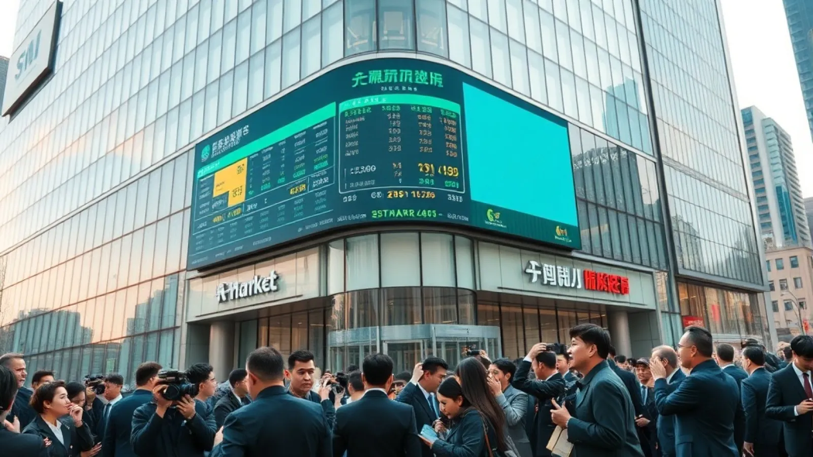 CXMT'nin hisse senedi grafiğinin dramatik yükselişini ve Shanghai STAR Market'teki halka arz coşkusunu gösteren yeşil çıkış t
