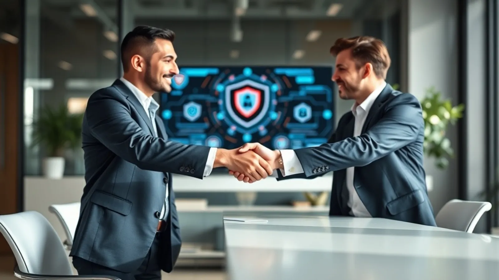 Cyera ve Oasis Security şirketlerinin birleşmesini sembolize eden el sıkışma veya iki şirketin logolarının birbirine yaklaşma