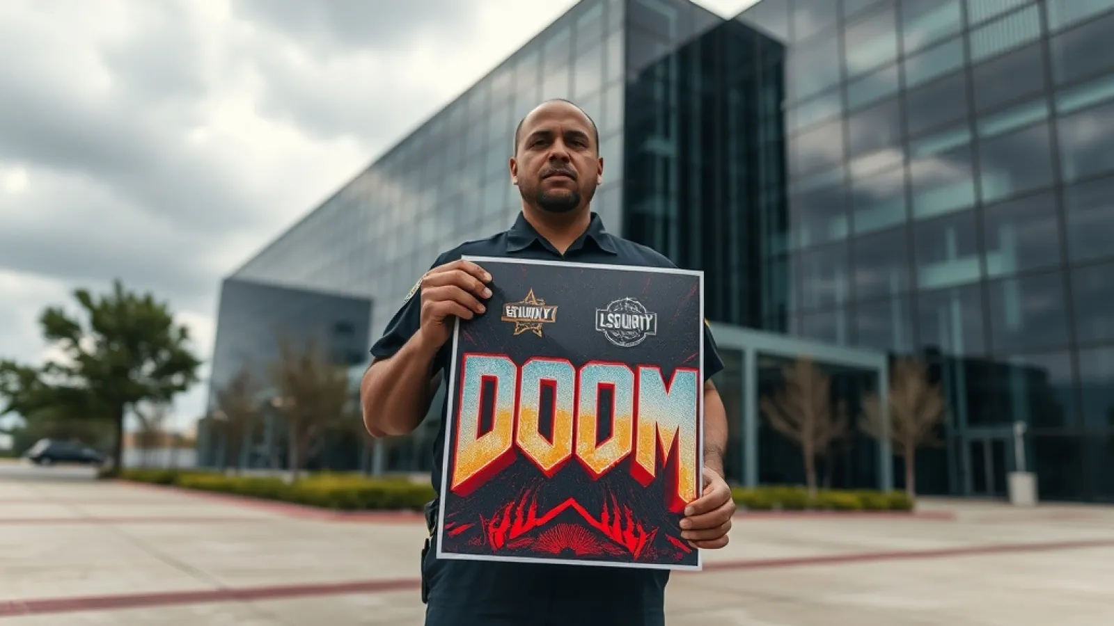 id Software'ın ofisinde Doom ve Quake gibi ikonik oyunların logoları ve geliştirme ekibinin çalışma alanları görülüyor.