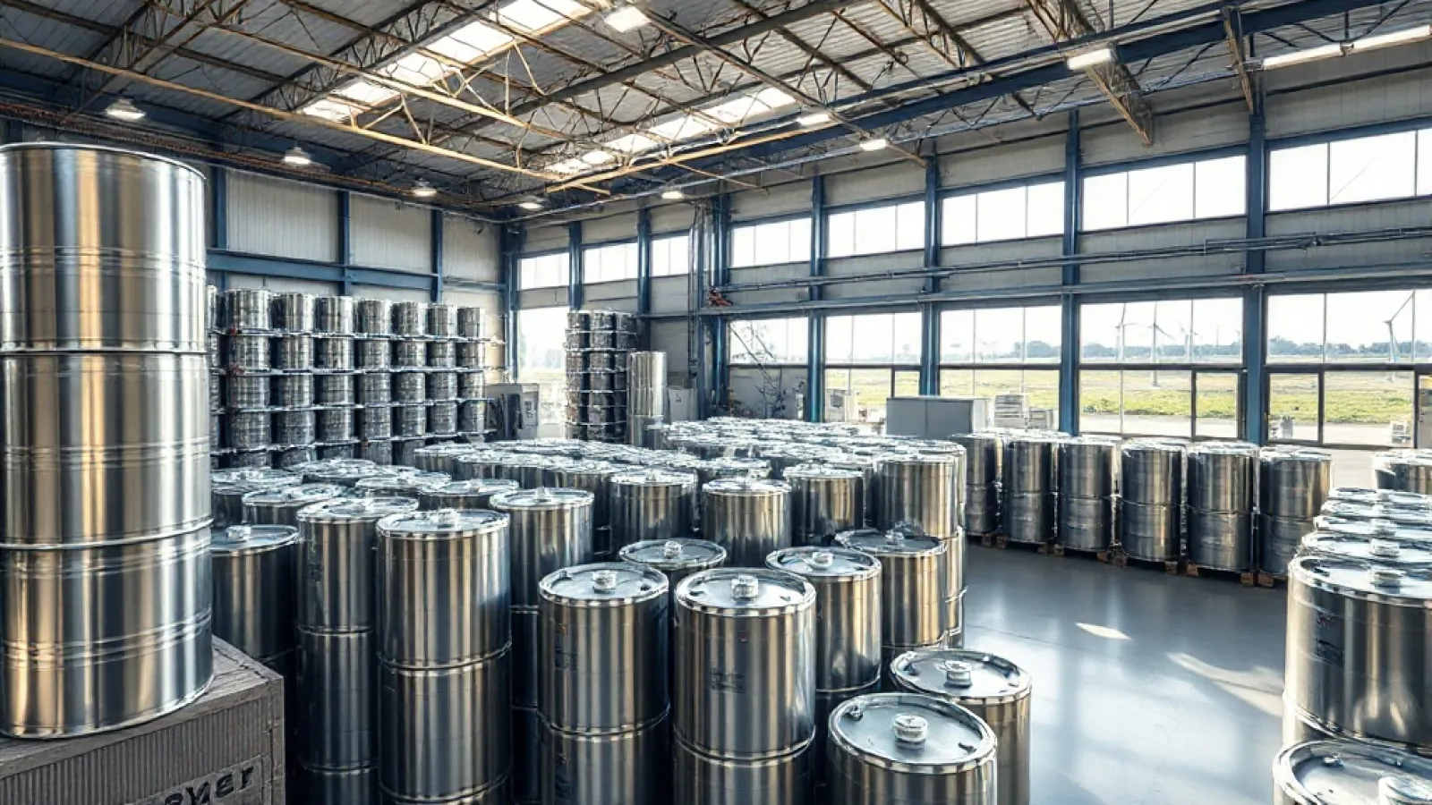 Form Energy'nin enerji depolama teknolojisini gösteren, modern laboratuvar veya üretim tesisinin görüntüsü yer alır.