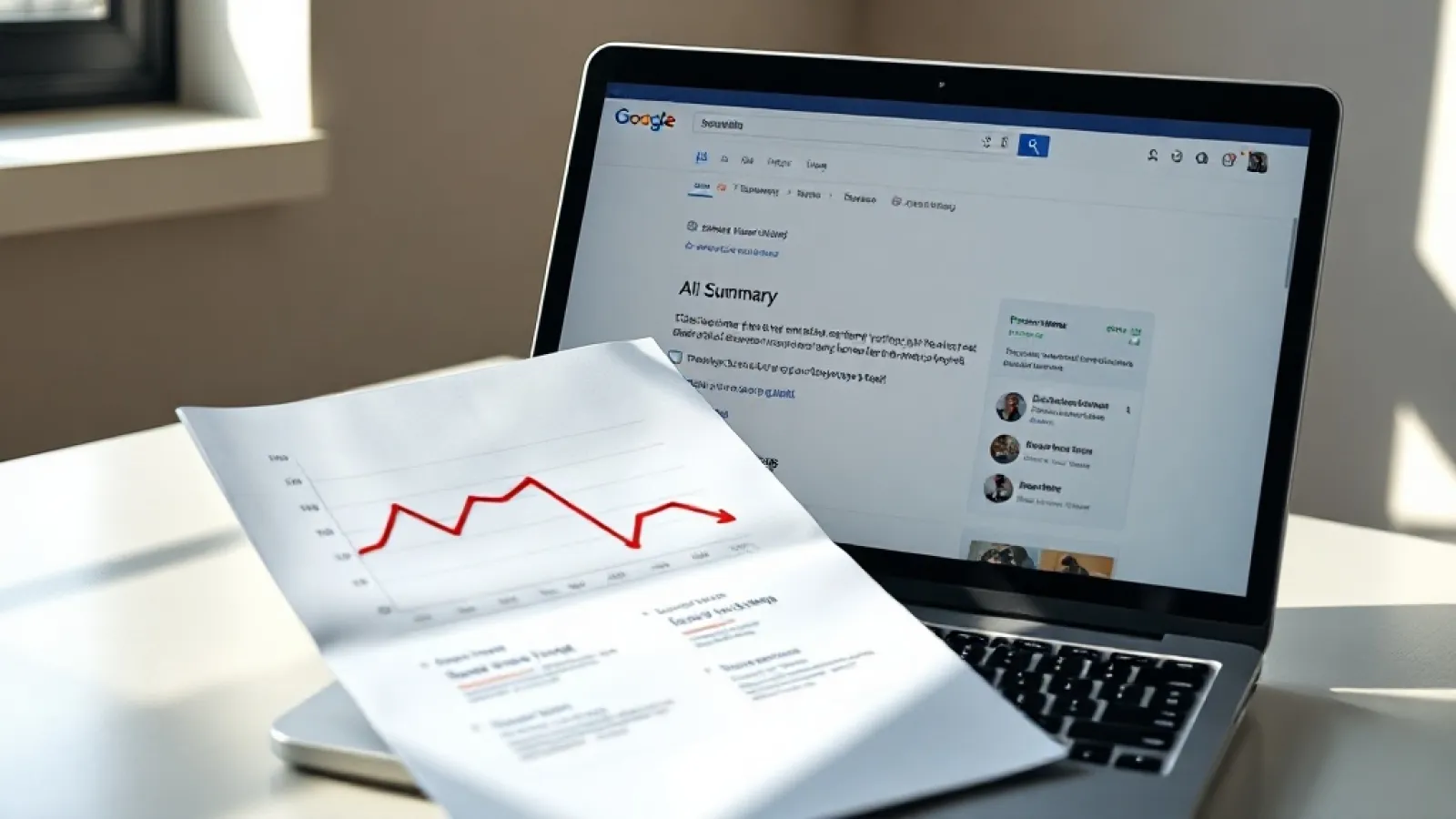 Google'ın AI özet özelliğinin haber sitelerine giden ziyaretçi trafiğini önemli ölçüde azalttığını gösteren grafik ve istatis