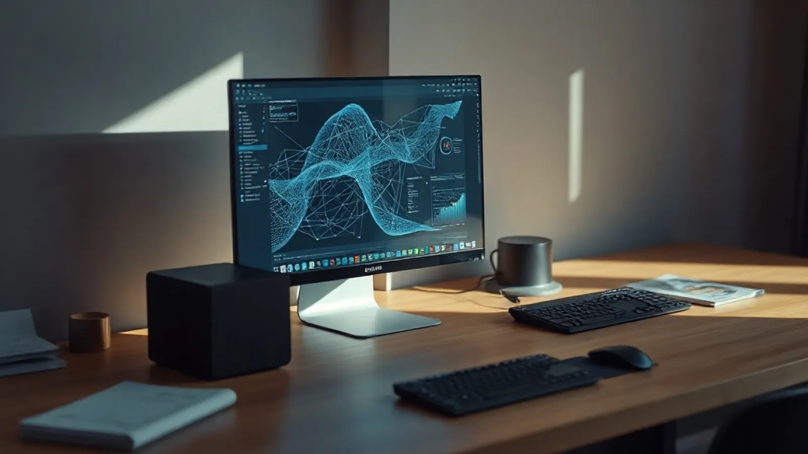 Bilgisayar ekranında yapay zeka kodlaması yapan bir robot veya dijital asistan, NVIDIA logosu ve GPU teknolojisi sembollerini