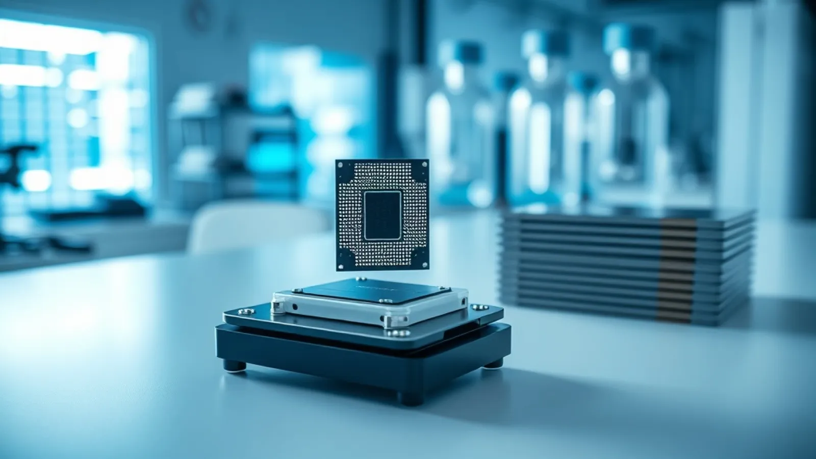 IonQ'nun SkyWater Technology satın alımını tamamlaması sonrası iki şirketin logosu veya birleşme sembolü içeren görsel.