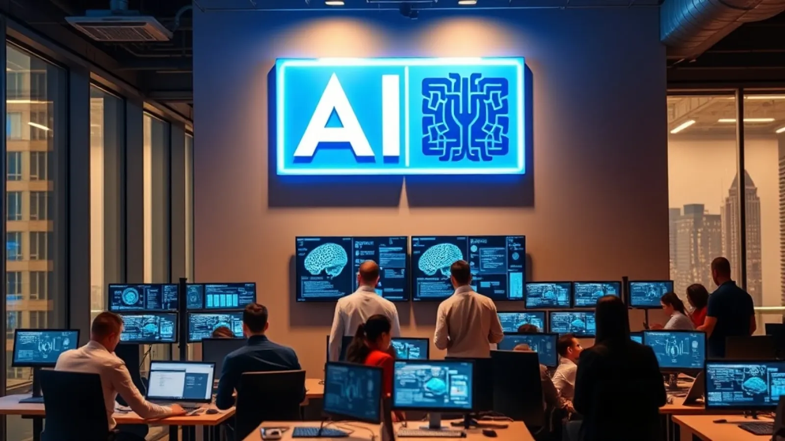 ITC Infotech ve Google Cloud'un ortaklığını gösteren, modern teknoloji ve yapay zeka entegrasyonunu sembolize eden kurumsal b