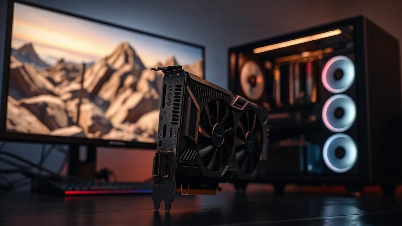 Bir bilgisayar ekranında gerçek zamanlı olarak render edilen yapay zeka tarafından oluşturulan oyun grafiklerini ve RTX 5090