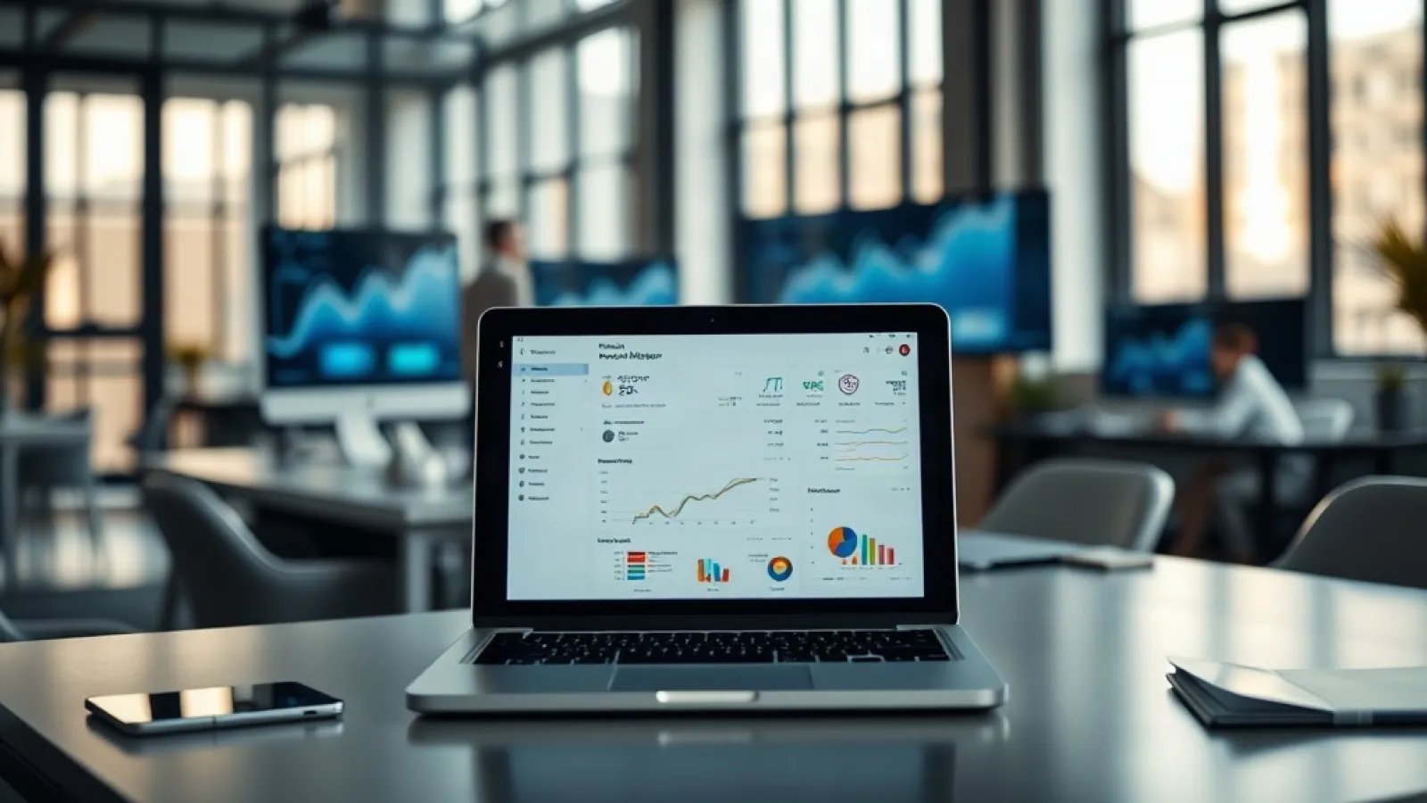Linear'ın yazılım arayüzü ve dashboard'unu gösteren, modern teknoloji ve büyüme sembolü içeren profesyonel bir görsel.