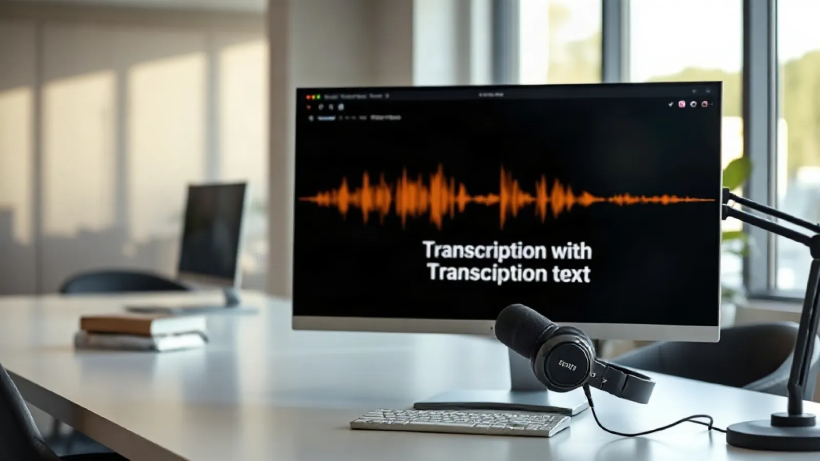 Microsoft'un yeni AI konuşma tanıma teknolojisini gösteren, mikrofon veya ses dalgası simgeleri içeren modern teknoloji görse