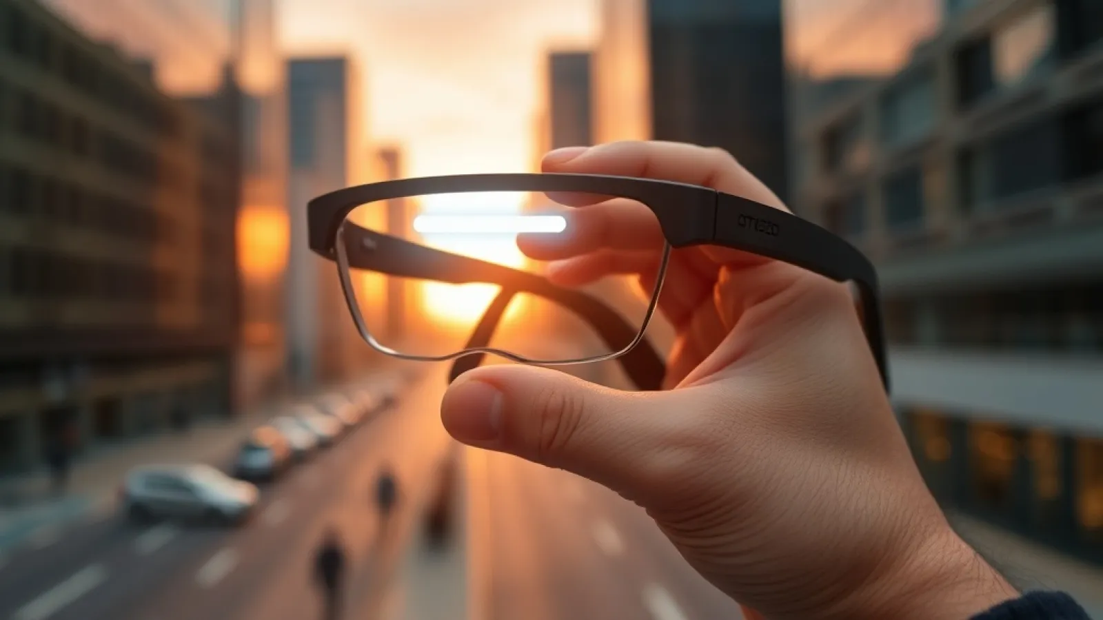 Meta akıllı gözlüğün kamera lens ve LED gösterge paneli ile güvenlik güncellemesini gösteren yakın çekim.