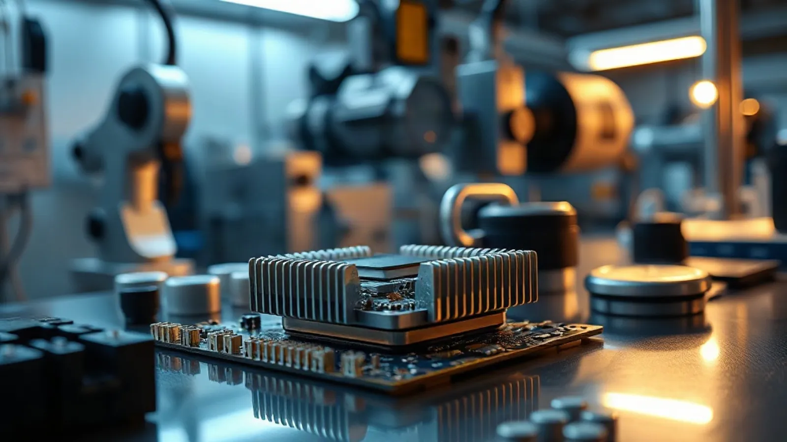 Microchip ve Hailo şirketlerinin birleşmesini sembolize eden, yapay zeka çipleri ve teknoloji entegrasyonunu gösteren görsel.