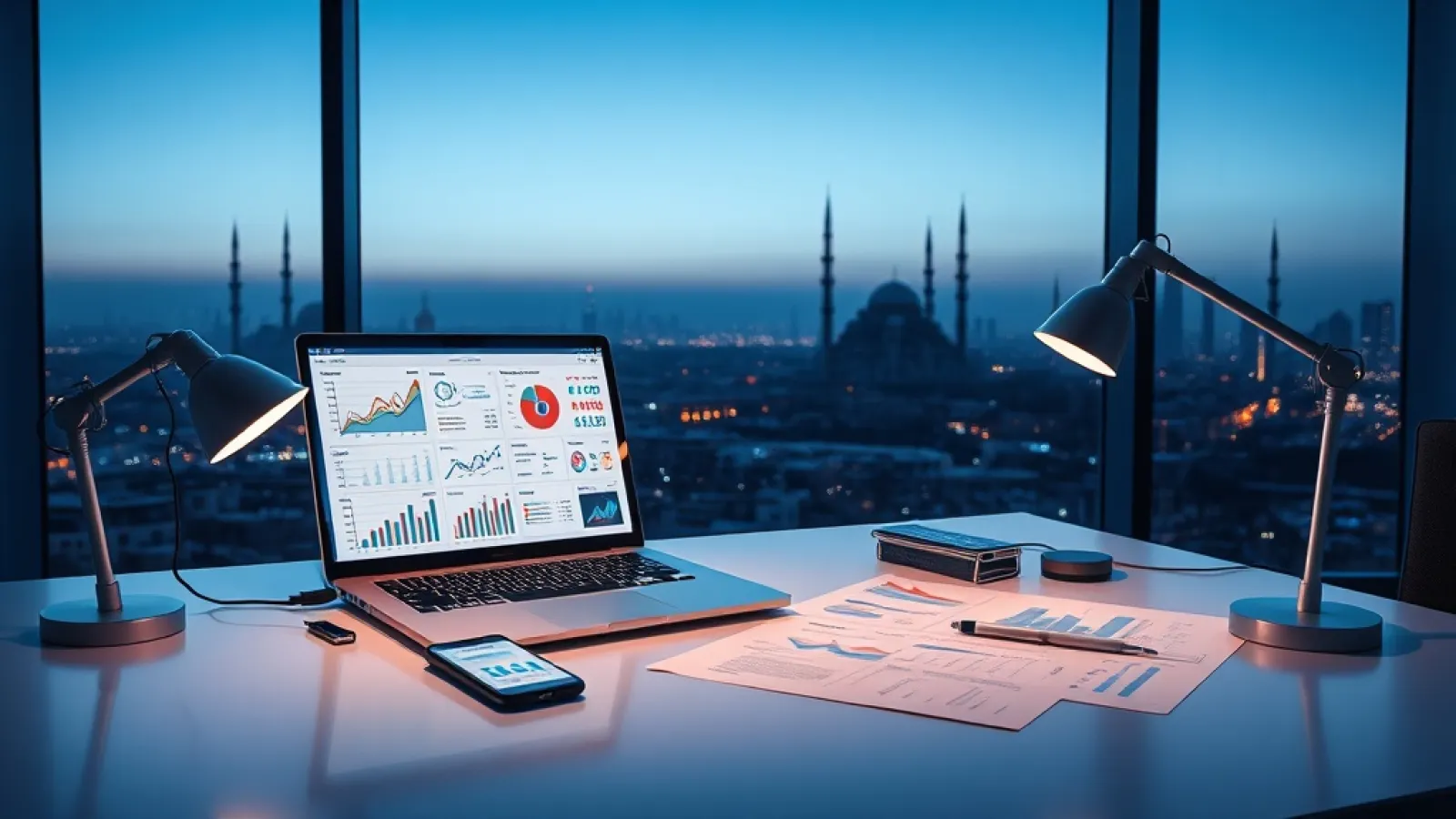 Kahire'de kurulu bir e-ticaret şirketinin yapay zeka teknolojisini gösteren, modern ofis ortamında çalışan girişimcilerin yer