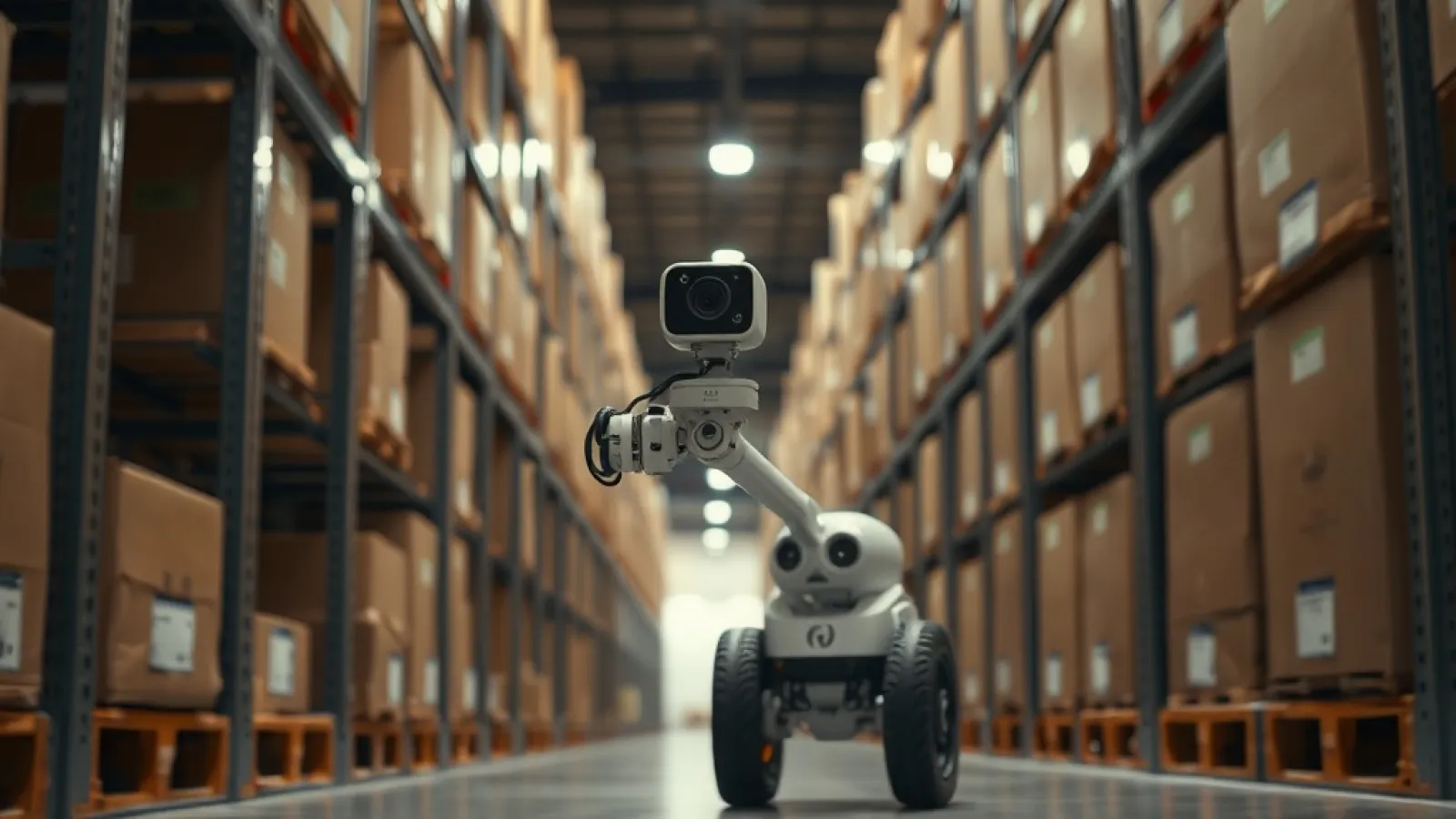 Tek kamera ile kontrol edilen, doğal dil komutlarına yanıt veren modern bir robot kolunun veya mobil robotun hareket ettiği s