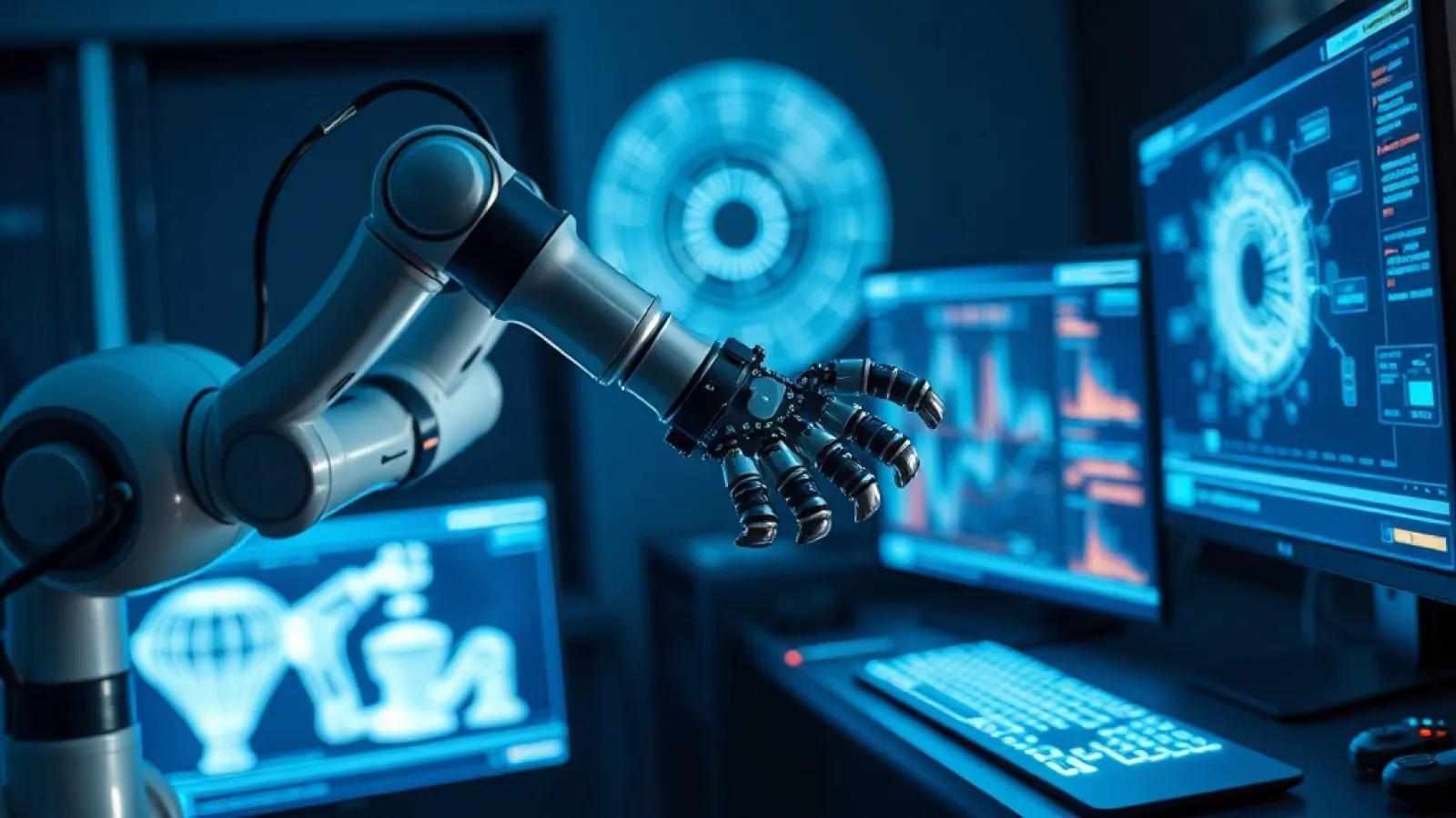 Nvidia'nın Agent Toolkit'i gösteren 3D simülasyon ortamında yapay zeka ajanlarının robot veya otonom sistemleri kontrol ettiğ