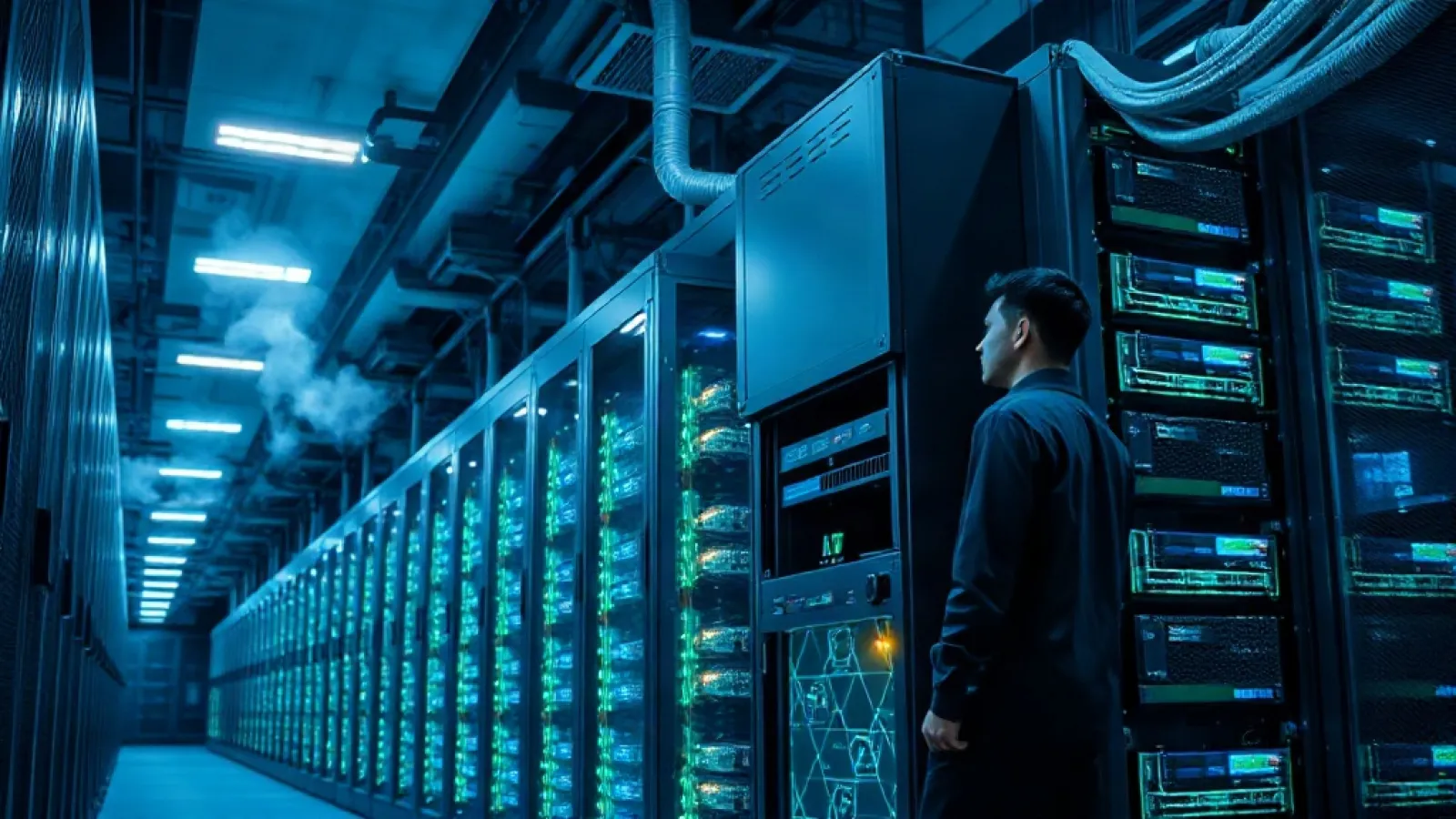 NVIDIA'nın yeni açık kaynaklı yapay zeka modelinin tanıtımı ve şirketin rekor veri merkezi gelirlerini gösteren grafik veya i