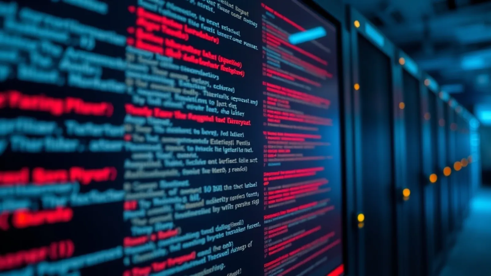 OpenAI kurucu ortağının endişeli yüzü veya yapay zeka sisteminin kontrol panelinin kırmızı uyarı ışıklarıyla aydınlatıldığı g