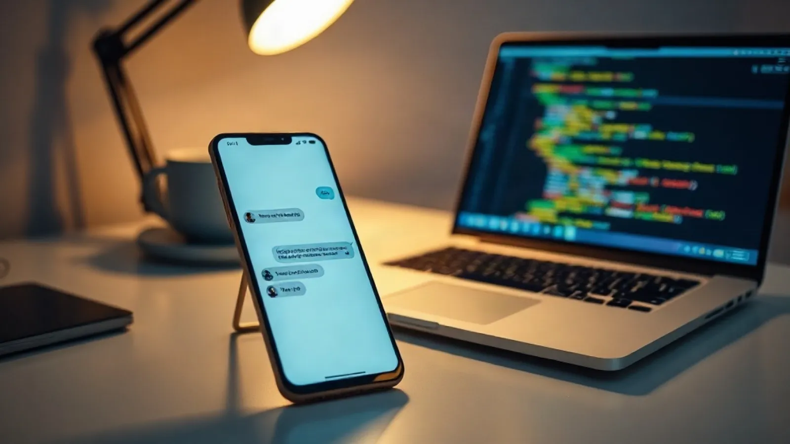 Photon şirketinin ofisinde bilgisayar ekranlarında AI sohbet ajanlarının çalıştığı, yatırımcıların etrafında toplandığı bir s