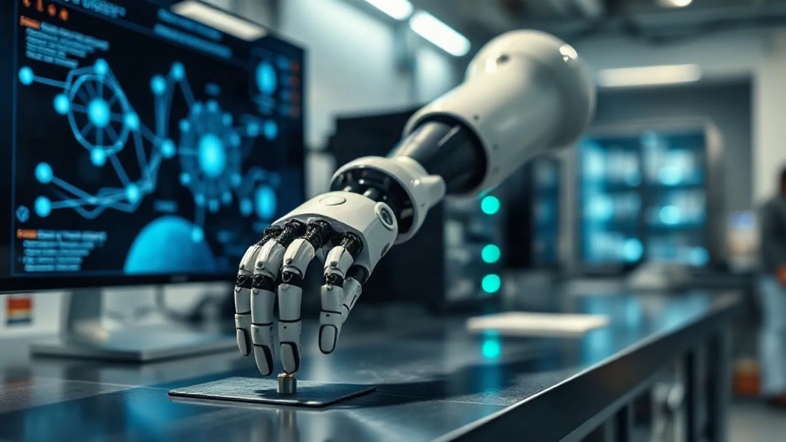 Humanoid robotun veya fiziksel AI cihazının, yatırım başarısını simgeleyen para sembolü veya grafikleriyle gösterimi.