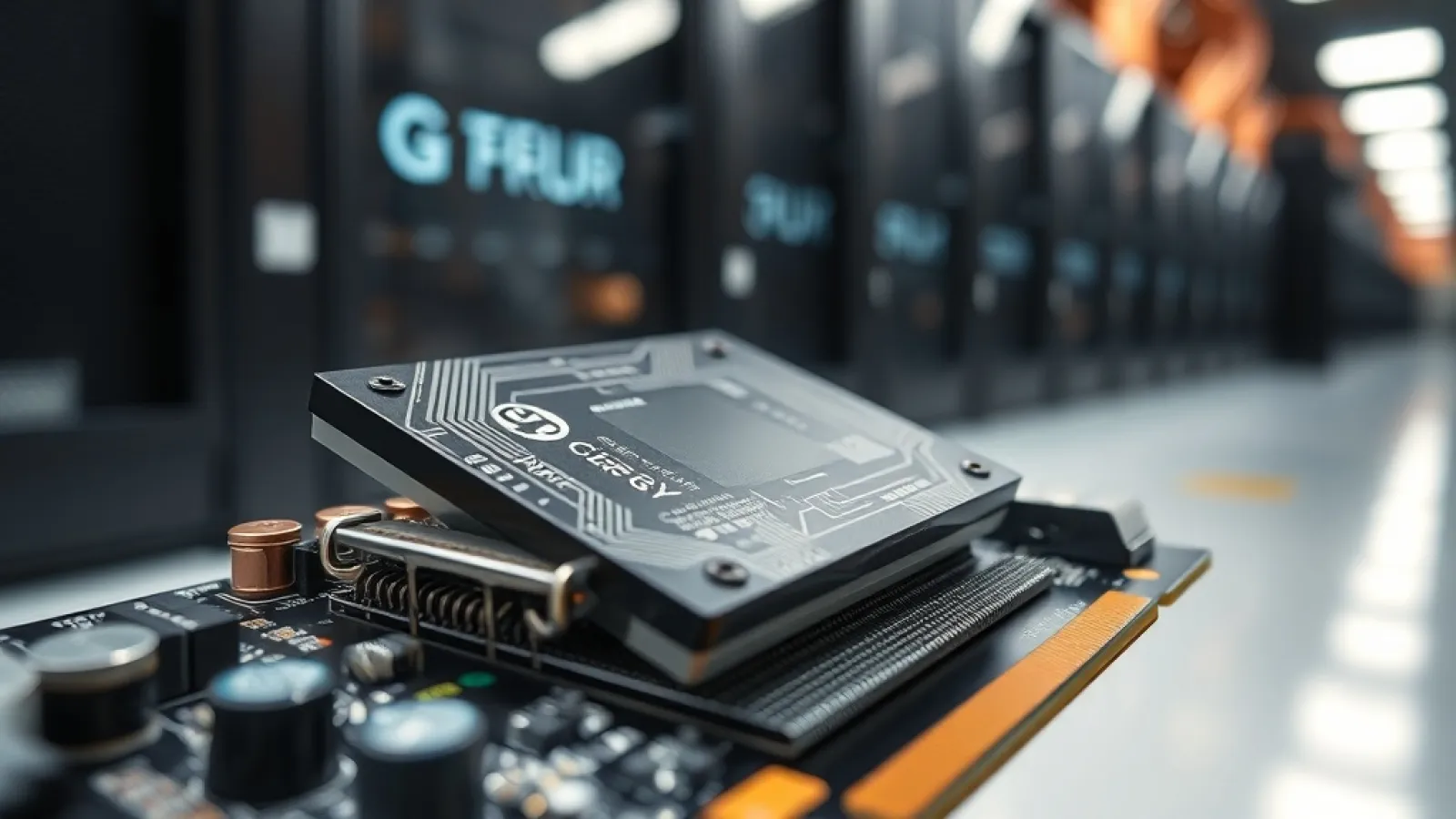 AMD ve Anthropic yöneticilerinin anlaşma imzaladığı toplantı sahnesi veya her iki şirketin logolarının yanında AI çipleri gör
