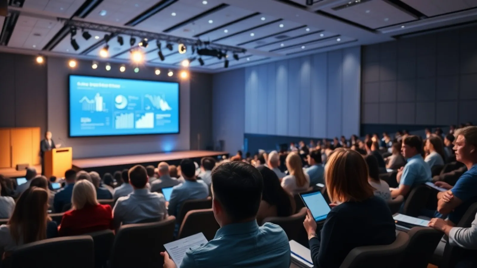 Teknoloji şirketlerinin yöneticileri ve satış liderleri bir konferans panelinde stratejilerini tartışırken.