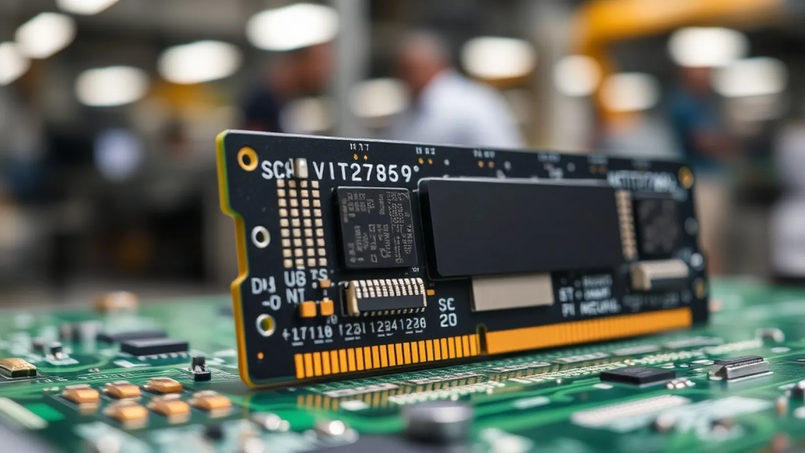 SK Hynix CEO'nun bellek çipi krizini uyaran konuşmasını gösteren, endüstriyel üretim tesisinde kırmızı uyarı ışıkları yanıp s