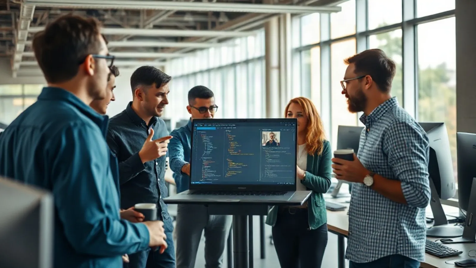 Slack platformunda yapay zeka ajanlarının ekip üyelerinin yanında çalışarak kod yazmasını gösteren dijital arayüz görseli.