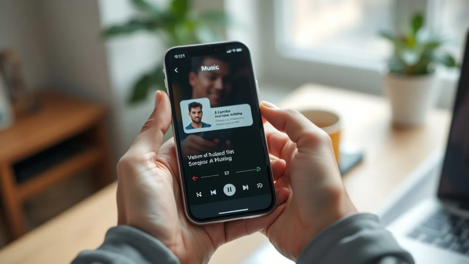 Spotify uygulamasının arayüzünde, bir yapay zeka asistanı simgesi ve kullanıcıyla sohbet eden bir konuşma balonu gösterilir.