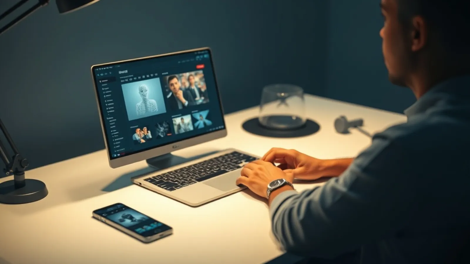 Google'ın yeni yapay zeka modellerinin görsel ve video üretim yeteneklerini gösteren, modern teknoloji arayüzü ve üretken AI