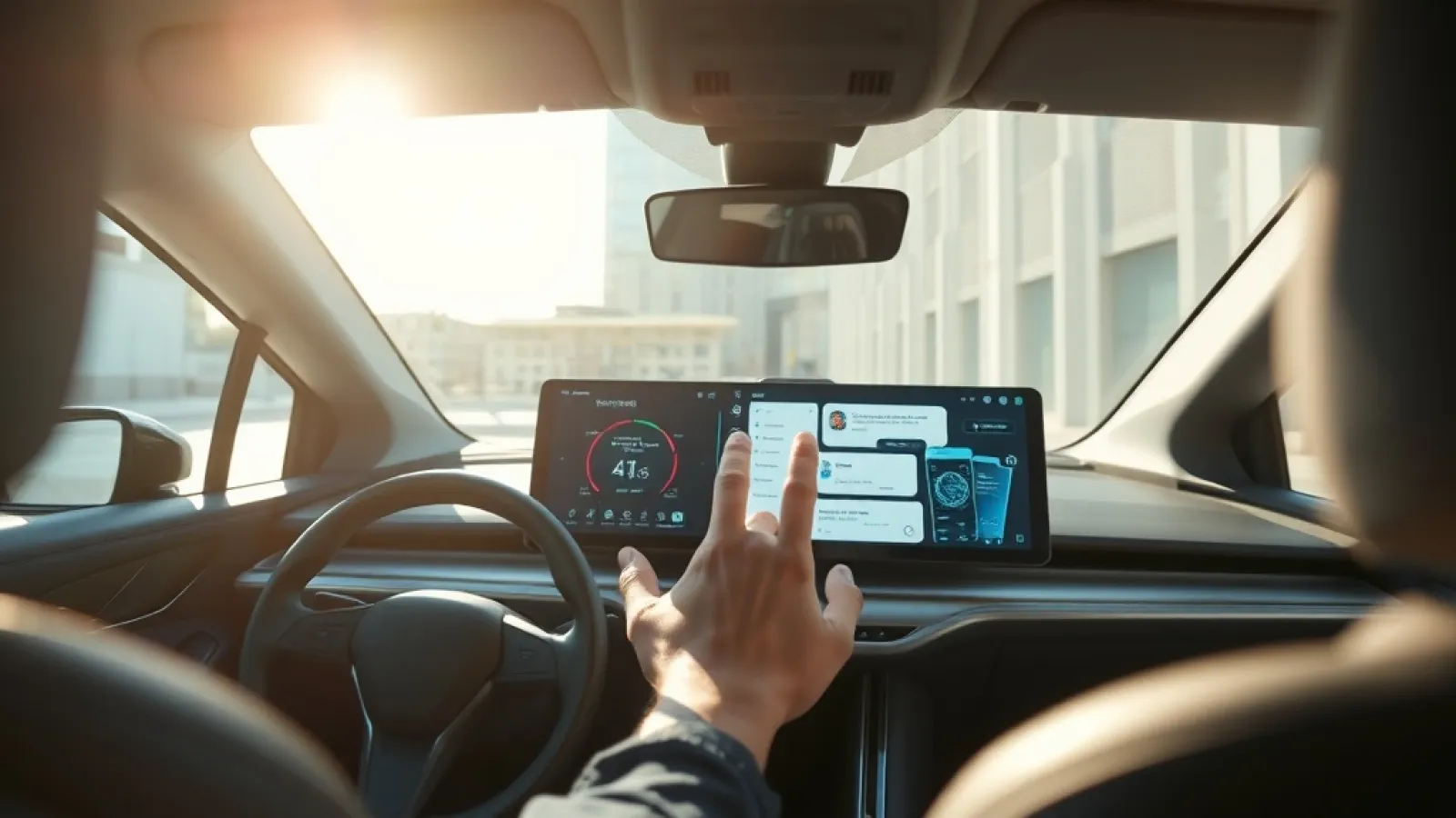 Tesla araçlarının iç gösteriminde Grok yapay zeka arayüzü ve sesli kontrol sisteminin ekran üzerinde gösterildiği bir görsel.