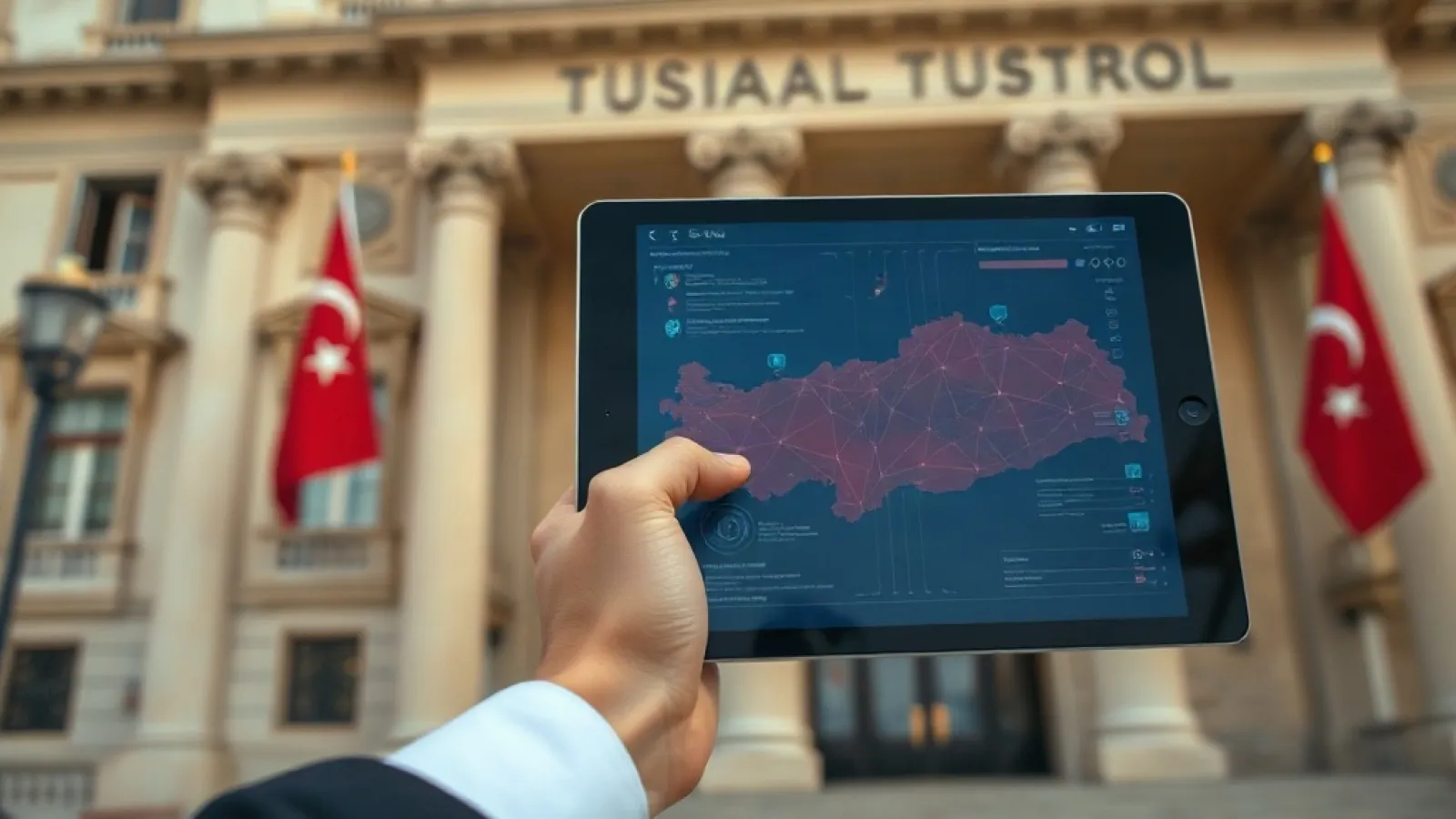 Türkiye'nin yapay zeka stratejisini gösteren resmi belge, teknoloji ve inovasyonun sembolü olan görsel unsurlarla birlikte su
