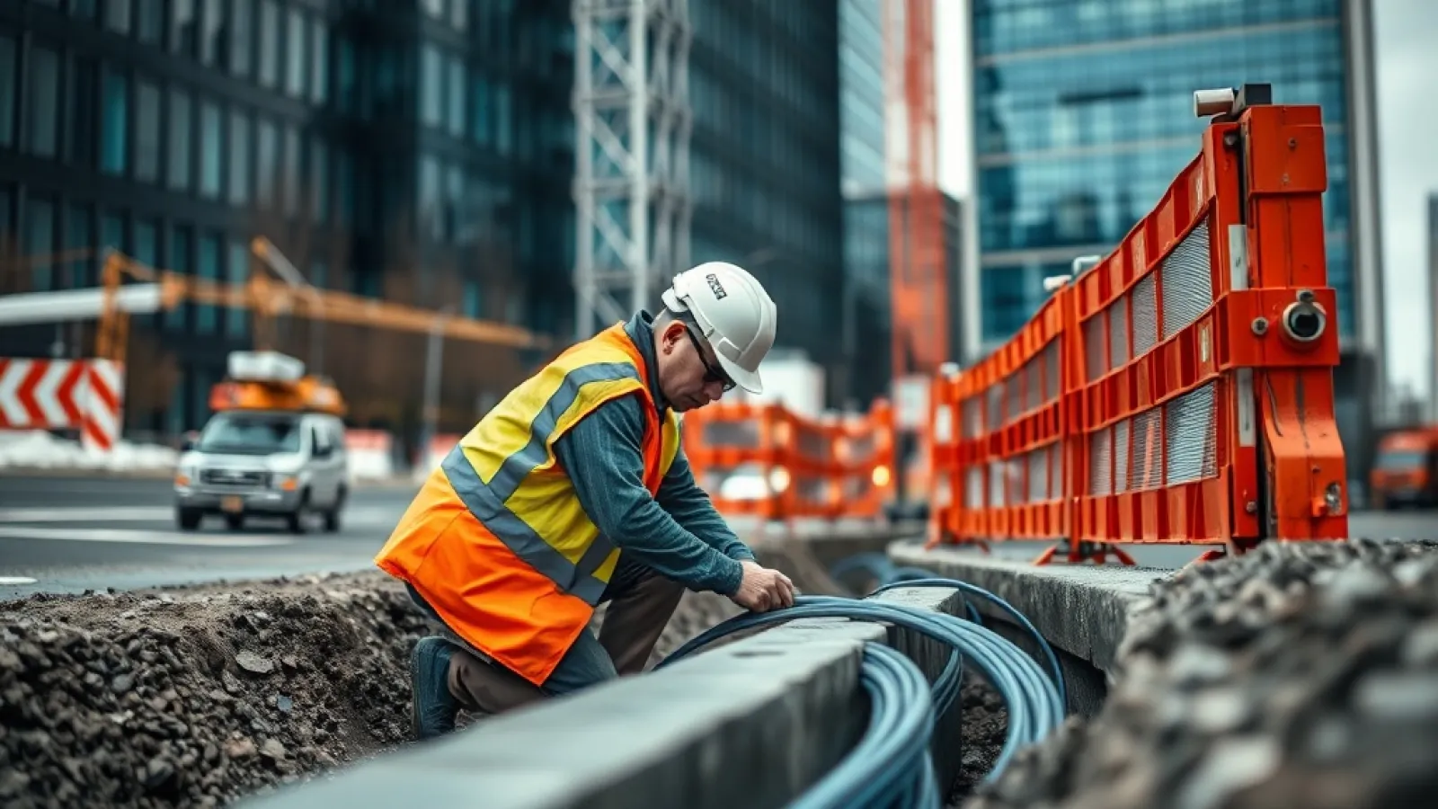 Verizon teknisyenleri, yüksek hızlı fiber optik kablolarını döşeyerek Google veri merkezlerini birbirine bağlayan altyapıyı k