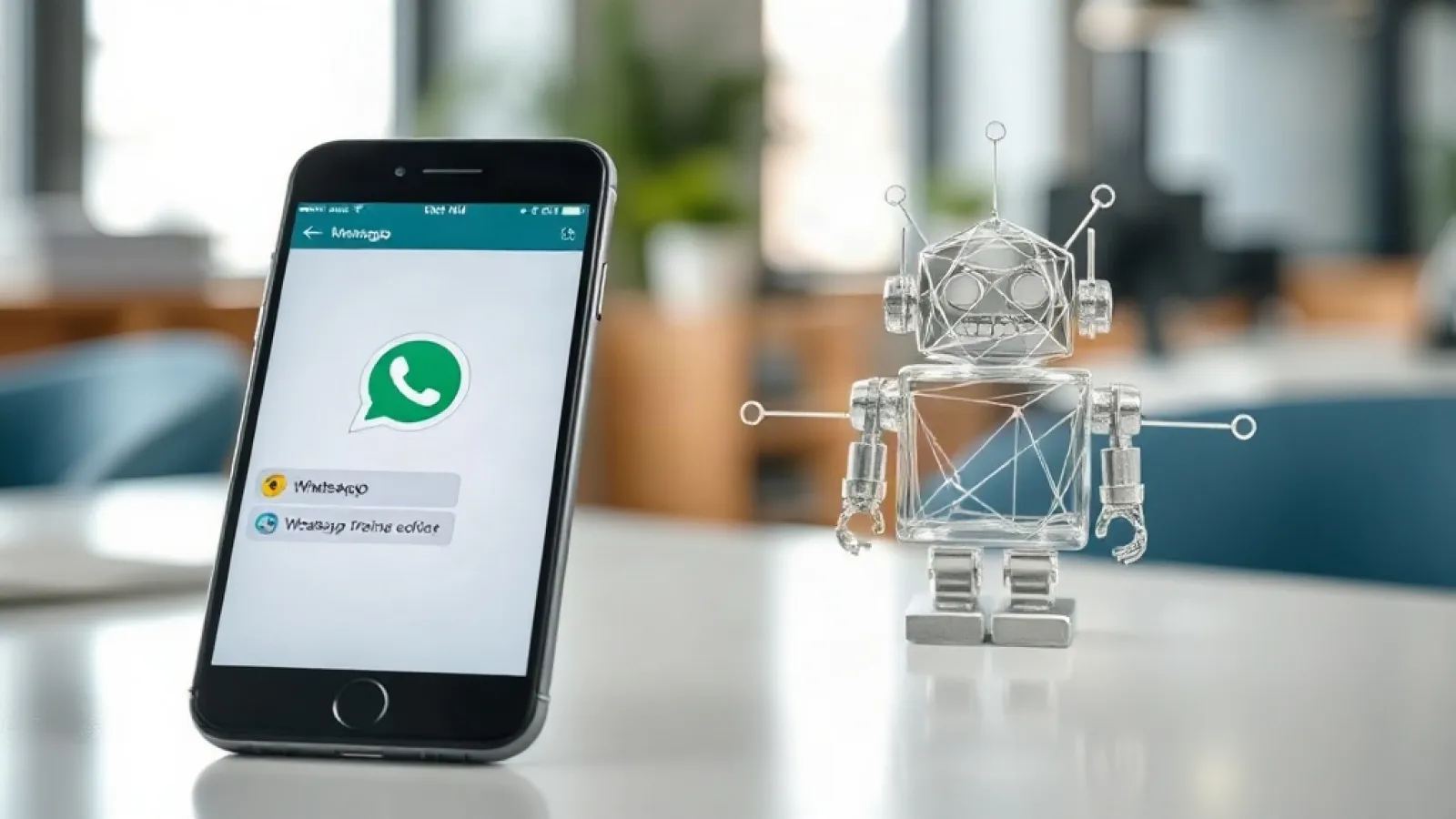WhatsApp uygulamasının arayüzünde yapay zeka ajanlarının entegre edildiğini gösteren ekran görüntüsü veya simge.