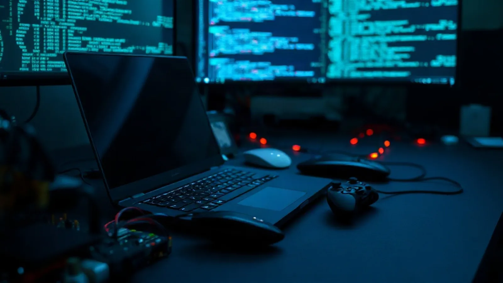 Microsoft'un yapay zeka ve oyun teknolojileri laboratuvarında çalışan mühendislerin bilgisayar ekranlarında kod ve AI modelle