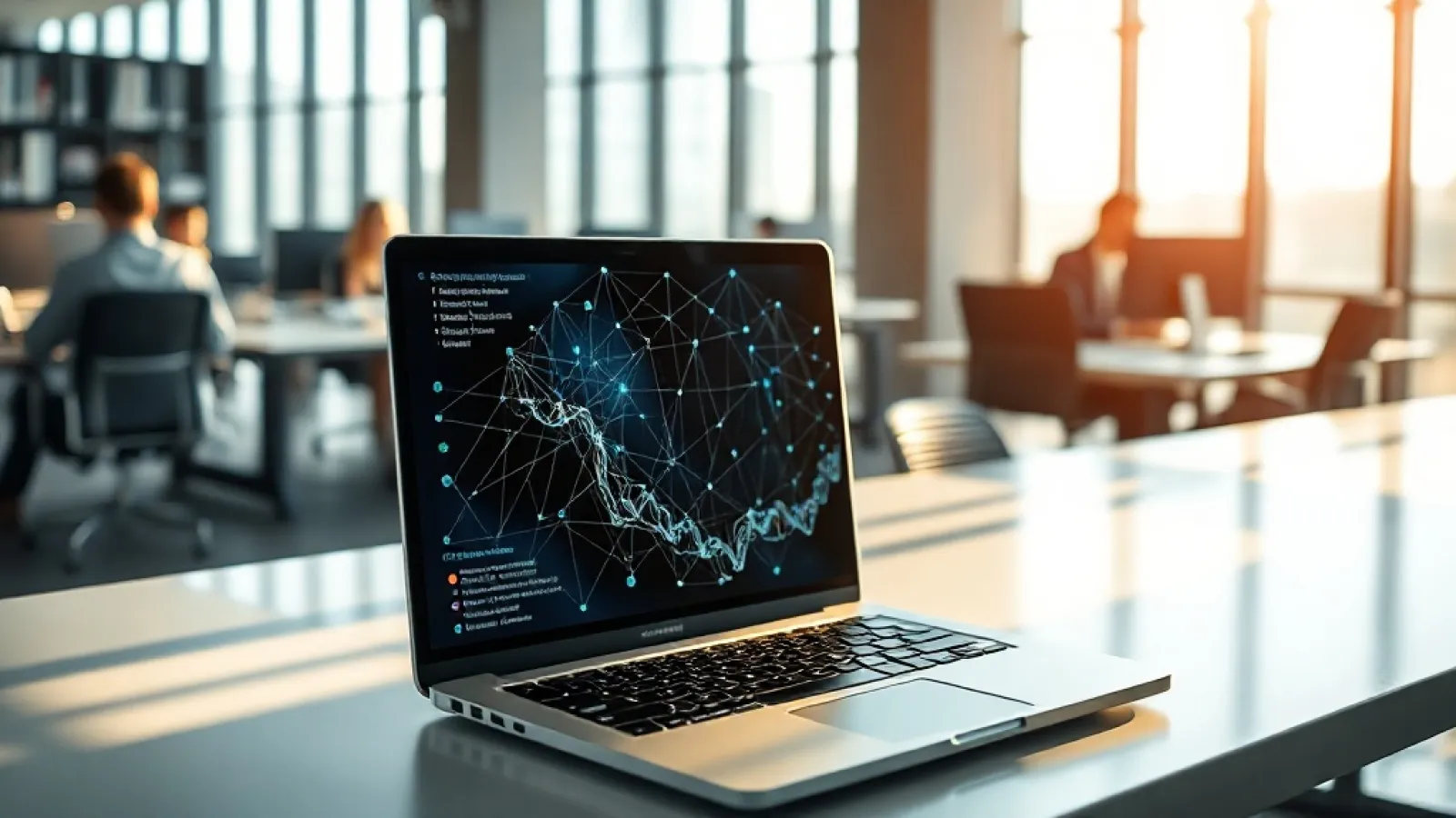 Blockchain teknolojisi ve yapay zeka simgelerinin birleştiğinde, dijital ağ üzerinde şeffaf veri akışını ve güvenlik zincirin