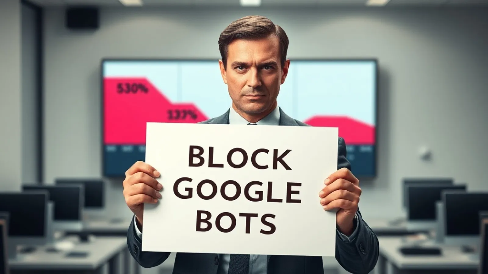 Bilgisayar ekranında Google arama sonuçlarında yapay zeka özetleri gösterilirken, gazeteler ve haber siteleri sembolik olarak